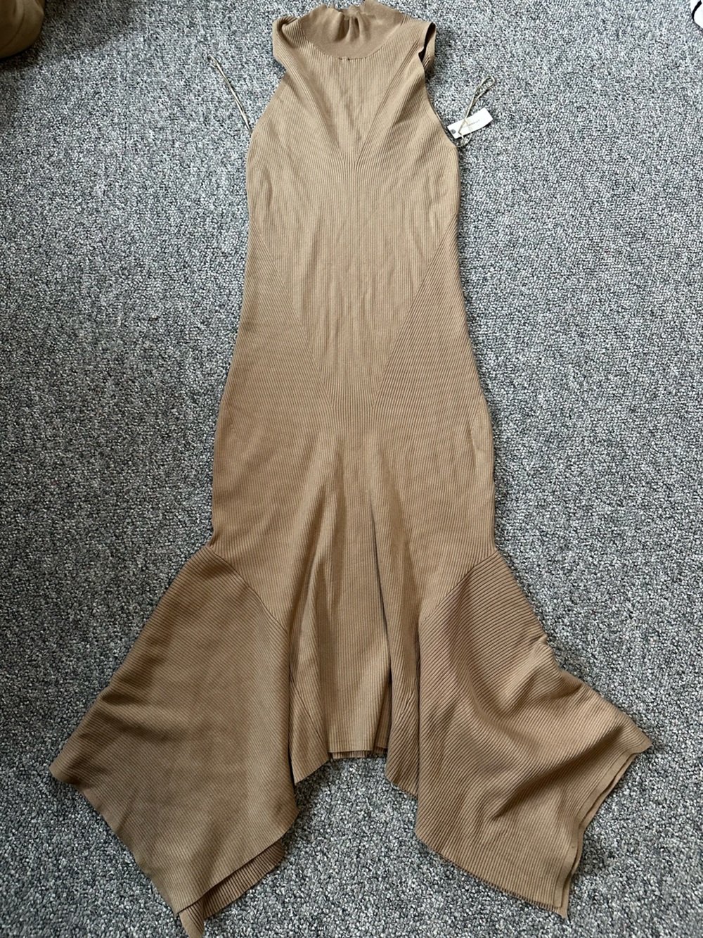 Anthropologie Camel Ribbed Maxi Dress